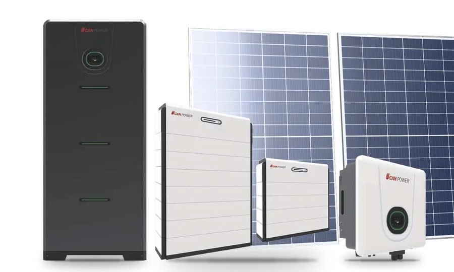 Sistema di accumulo UHome, batterie e inverter UCanPower con moduli fotovoltaici