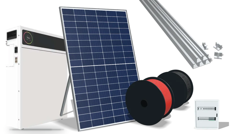 Kit fotovoltaico: batteria UCanPower, modulo, strutture, cavi e quadro